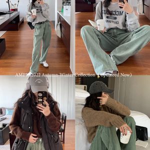 Vintage High-Waist Straight-Leg Wide-Leg Jeans for Women, 2022 Autumn/Winter Loose Slouchy Long Pants, Y2K Style