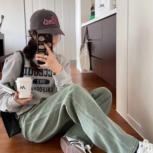 Vintage High-Waist Straight-Leg Wide-Leg Jeans for Women, 2022 Autumn/Winter Loose Slouchy Long Pants, Y2K Style