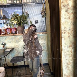 Vintage High-Waisted Loose Heavy-Duty Ripped Jeans for Women - Versatile Wide-Leg Casual Pants in Y2K Style