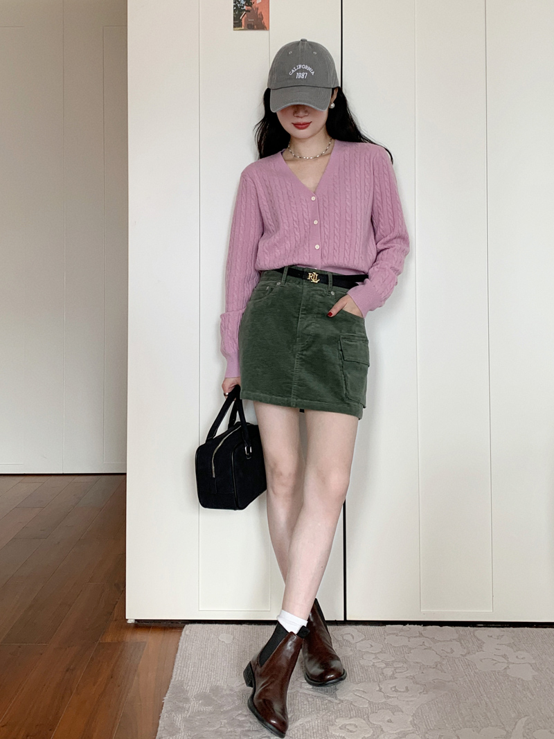 Vintage High-Waisted Midi Skirt for Women - A-Line Corduroy Spring/Summer 2023 Fashion Essential