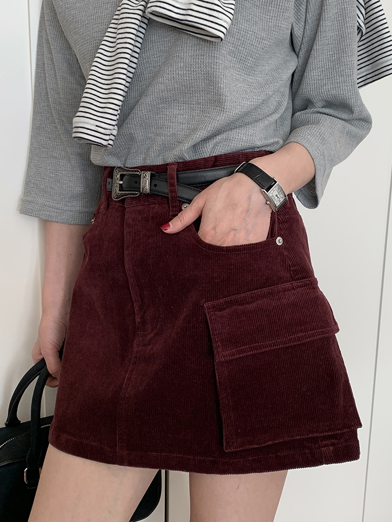 Vintage High-Waisted Midi Skirt for Women - A-Line Corduroy Spring/Summer 2023 Fashion Essential