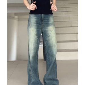Vintage High-Waisted Wide-Leg Jeans for Women - Summer American Street Style Loose-Fitting Straight-Leg Floor-Length Pants