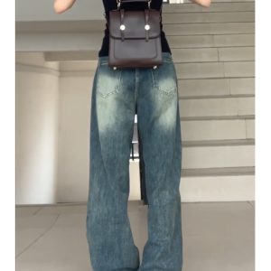 Vintage High-Waisted Wide-Leg Jeans for Women - Summer American Street Style Loose-Fitting Straight-Leg Floor-Length Pants