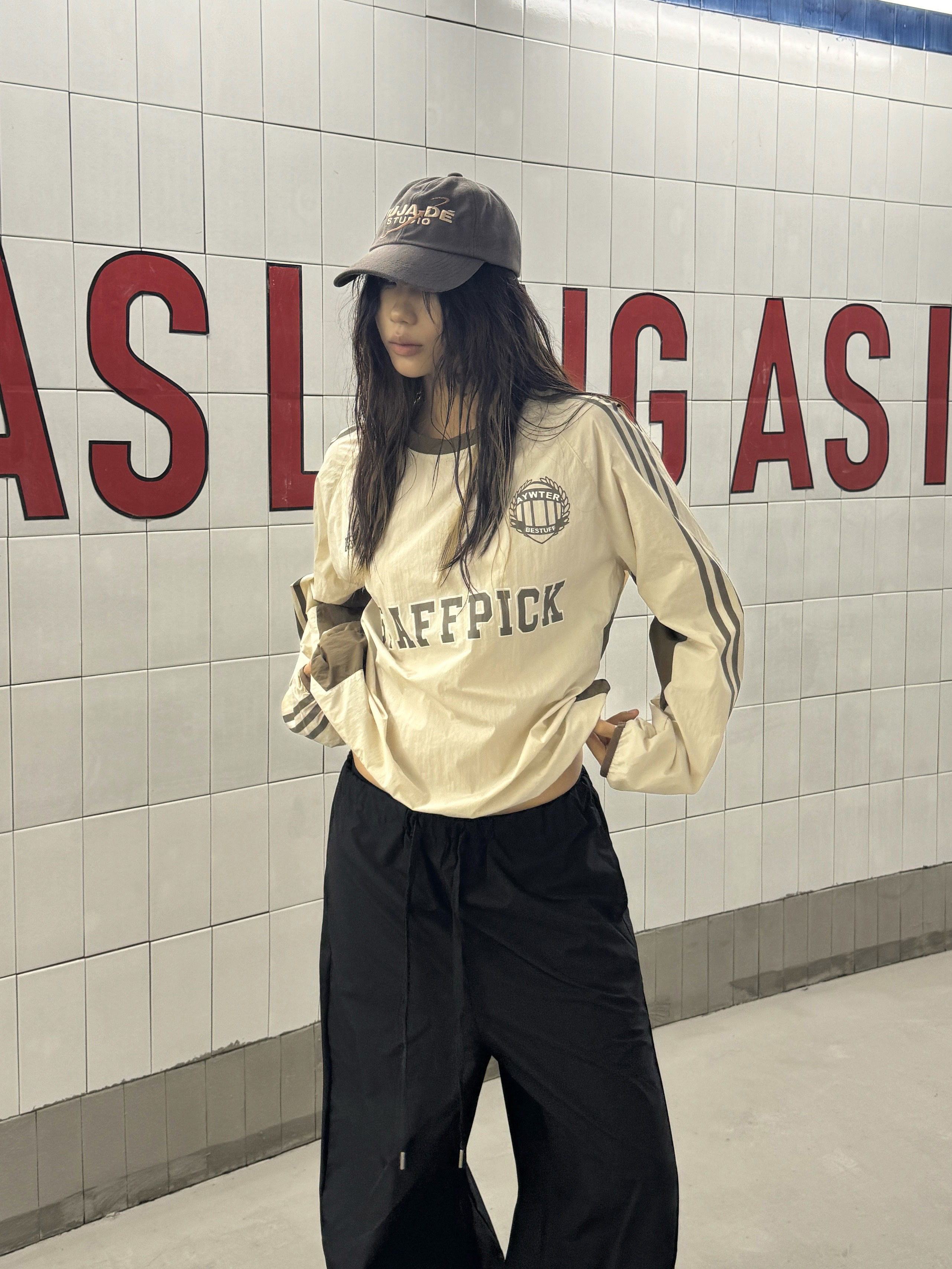 Vintage Hip-Hop Patchwork Long Sleeve T-Shirt with Three Stripes - Casual Loose Sports Top for 90s Y2K Style