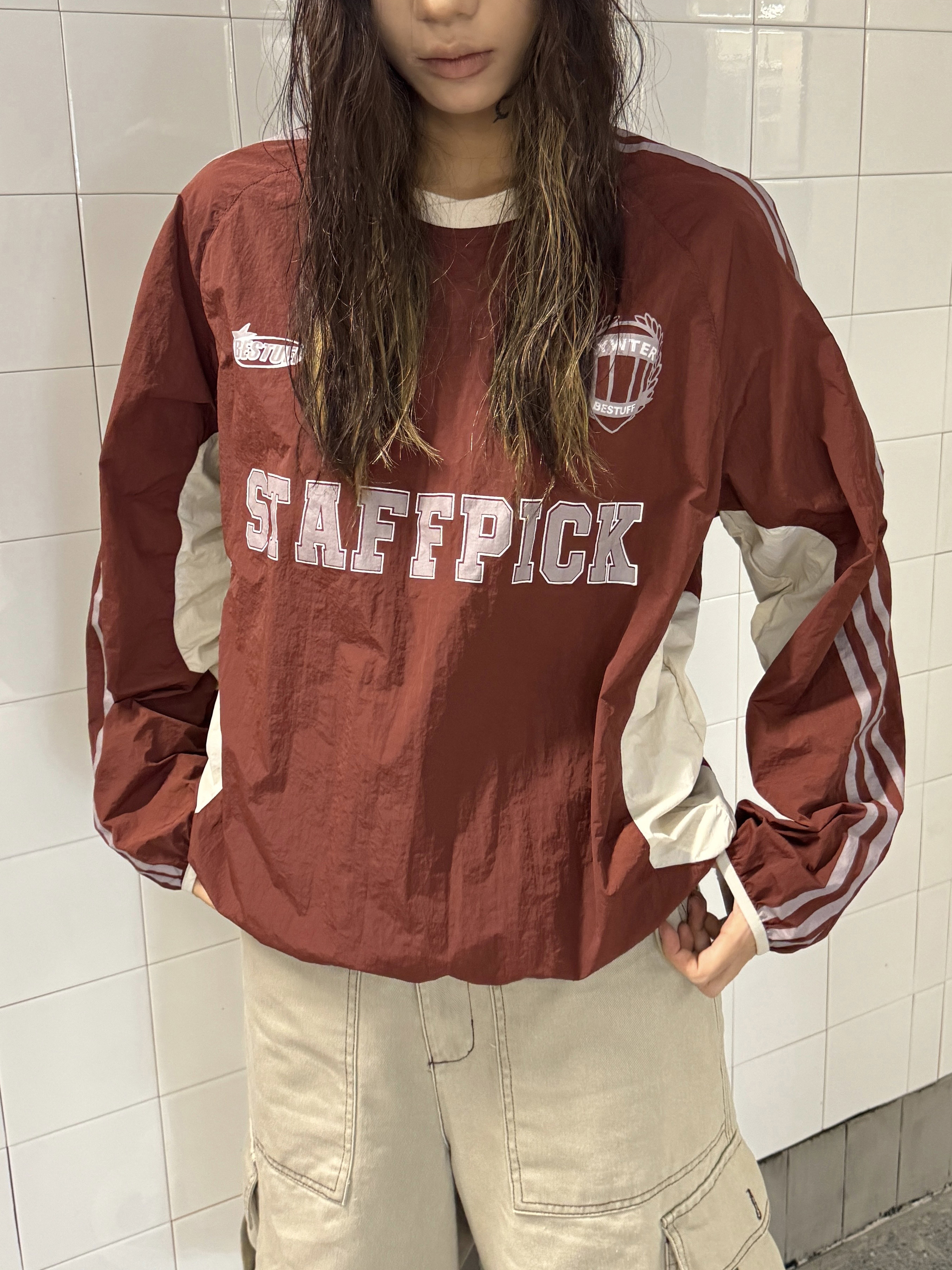 Vintage Hip-Hop Patchwork Long Sleeve T-Shirt with Three Stripes - Casual Loose Sports Top for 90s Y2K Style