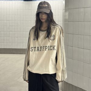 Vintage Hip-Hop Patchwork Long Sleeve T-Shirt with Three Stripes - Casual Loose Sports Top for 90s Y2K Style