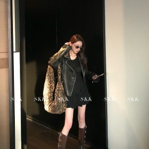 Vintage Hippie High-Quality Leather Jacket for Women, Stylish Spring Motorcycle Coat, Boho Chic Fashion Outerwear