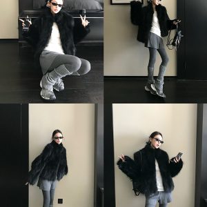 Vintage Imported Raccoon Fur Short Coat for Women - Elegant High-Quality Winter Outerwear