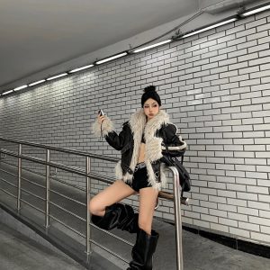 Vintage-Inspired Eco-Friendly Faux Fur Quilted Coat for Women - Heavy-Duty Spicy Girl Fall/Winter 2023 Outerwear