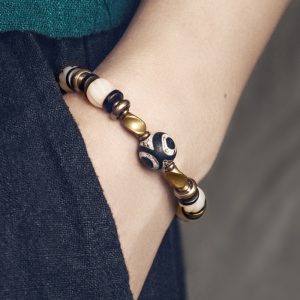Vintage-Inspired Mixed Copper Bead Bracelet for Women and Men, Creative Versatile Couple Accessories, Trendy Fashion Jewelry