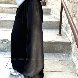 Vintage Irregular Gradient Wide-Leg Pants for Women - Casual Loose Fit with Lazy Long Legs - 90s Inspired Fashion