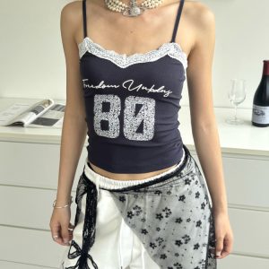 Vintage Lace Splicing Camisole Top - Slim Fit Sexy 90s Inspired Heatstroke Style