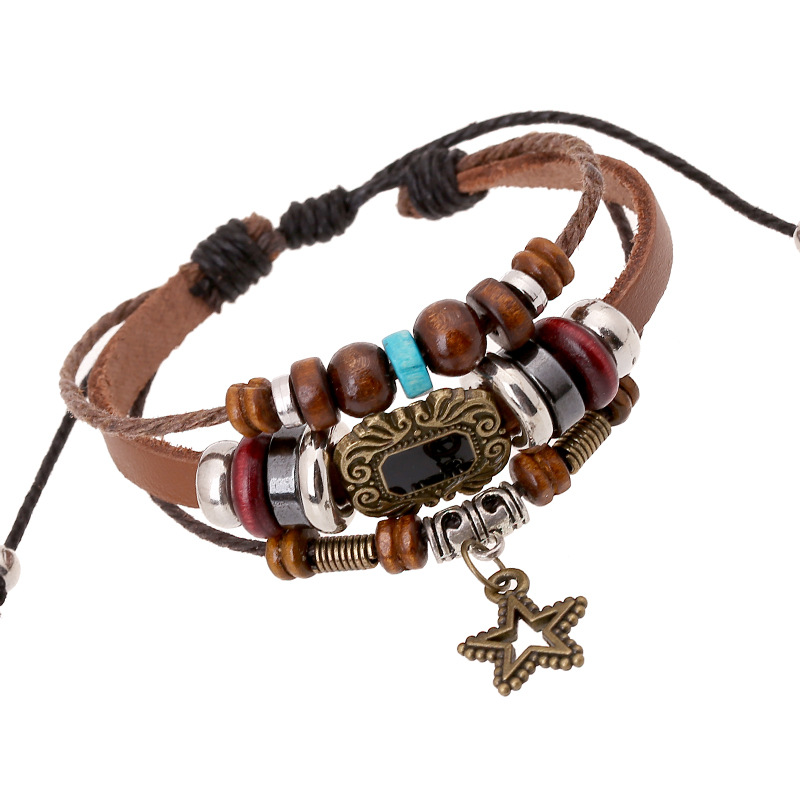 Vintage Leather Adjustable Bracelet for Couples - Soul Collision Design, Perfect for Boho and Romantic Styles