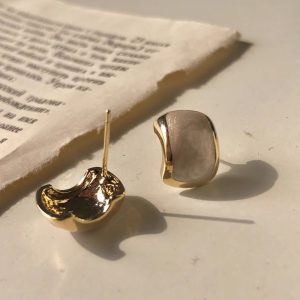 Vintage Minimalist S925 Pure Silver Enamel Earrings for Women - Court Style Ear Clips, Perfect for Y2K and Modern Fashion