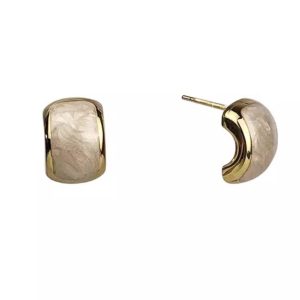 Vintage Minimalist S925 Pure Silver Enamel Earrings for Women - Court Style Ear Clips, Perfect for Y2K and Modern Fashion