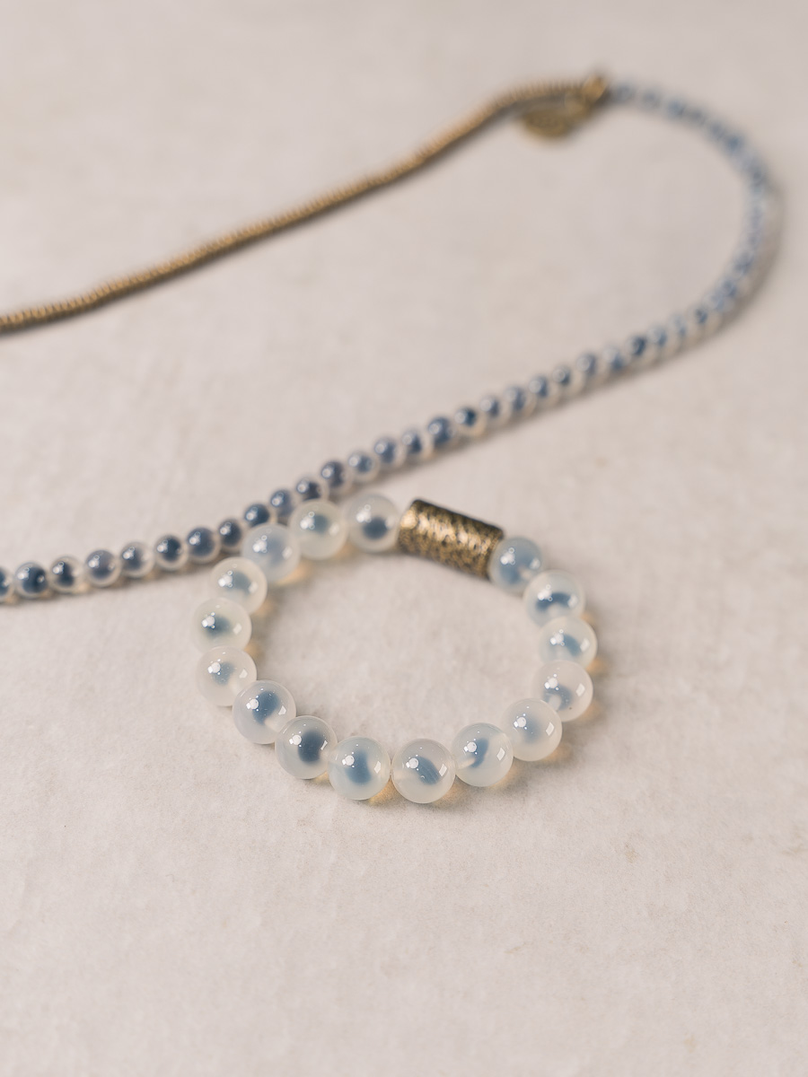 Vintage Minimalist Sugar Heart Agate Circle Bracelet - Artistic Unisex Design, Versatile Fashion Accessory for Men and Women
