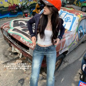 Vintage Mud Dye Tie-Dye Narrow Straight-Leg Jeans, Triple Water Wash, Relaxed Fit, 90s Inspired Fashion, Retro Denim Style
