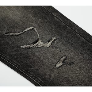 Vintage Paint Stained High Street Denim Jeans with Distressed Rips and Cat Whiskers Detail, Y2K American Style Fashion