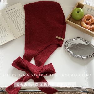 Vintage Red Knit Balaclava Hat and Scarf Set - Cozy Y2K Style Winter Accessory for a Chic Look