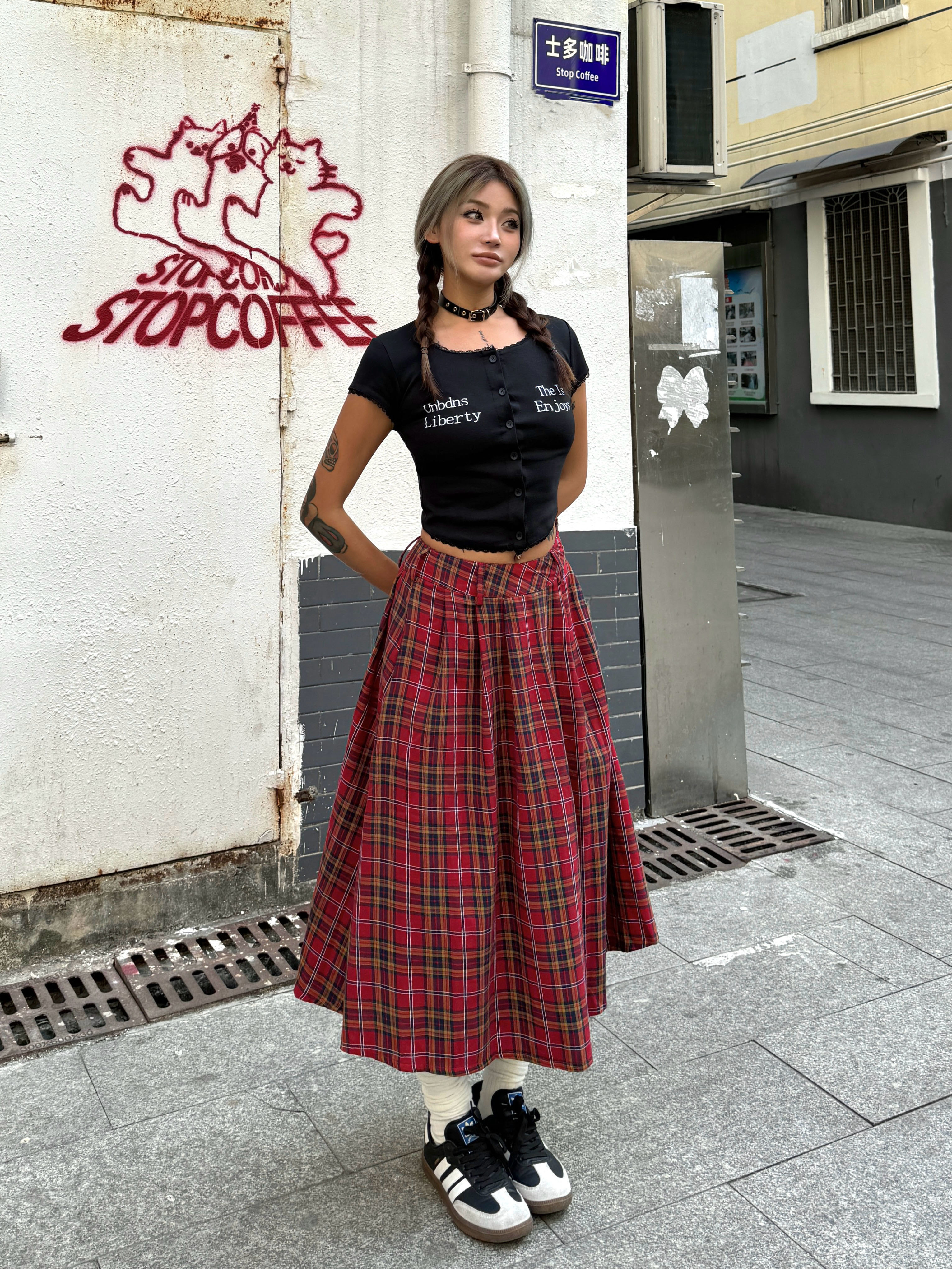 Vintage Red Plaid Midi Skirt for Summer - Slim A-Line Pleated Design, American Style, Spicy Girl Fashion, Y2K Aesthetic