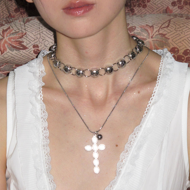 Vintage Retro Multi-Layer Cross Necklace in Titanium Steel with Cool Texture - Exaggerated Wilderness Style