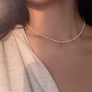Vintage Rice Grain Layered Choker Necklace with Natural Pearls for Women - Boho Chic Jewelry Trend