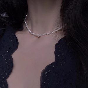 Vintage Rice Grain Layered Choker Necklace with Natural Pearls for Women - Boho Chic Jewelry Trend