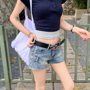 Vintage Ripped Denim Shorts for Women - 2025 American-Style Summer Low-Waist Slimming Hot Pants