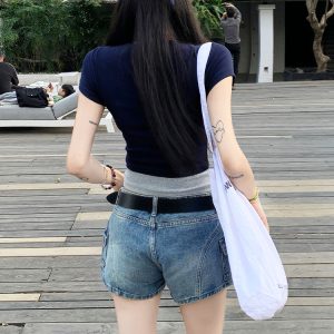 Vintage Ripped Denim Shorts for Women - 2025 American-Style Summer Low-Waist Slimming Hot Pants