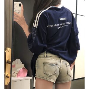 Vintage Rivet Denim Shorts for Women - Summer Slim Fit A-Line Bodycon Ultra-Short Hot Pants in American Style