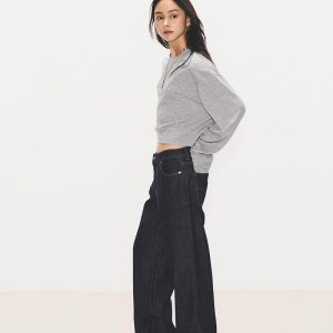 Vintage Slim Fit Straight Leg Jeans for Women - Low Waist Floor-Length Denim Pants, 2024 Trendy Fashion