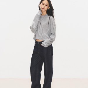 Vintage Slim Fit Straight Leg Jeans for Women - Low Waist Floor-Length Denim Pants, 2024 Trendy Fashion