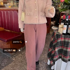 Vintage Soft Cotton Wide Leg Pants in Deep Blue, Peach Pink, and Baby Blue - Loose Fit Korean Style Fashion