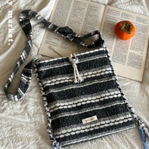 Vintage Striped Tassel Braid Shoulder Crossbody Bag - Iceland Cabin Niche Fashion Accessory