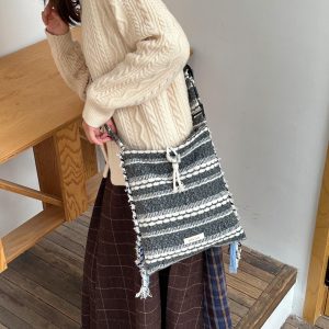 Vintage Striped Tassel Braid Shoulder Crossbody Bag - Iceland Cabin Niche Fashion Accessory