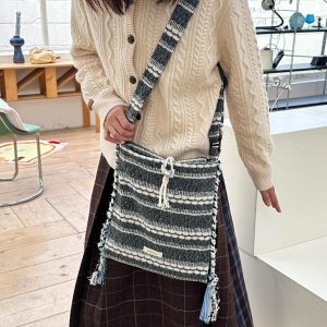 Vintage Striped Tassel Braid Shoulder Crossbody Bag - Iceland Cabin Niche Fashion Accessory