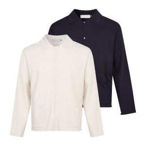 Vintage Style Knitted Long Sleeve Polo Neck T-Shirt Cardigan in Linen Blend for Autumn 2025 - Chic and Cozy Fashion Essential
