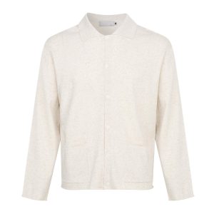 Vintage Style Knitted Long Sleeve Polo Neck T-Shirt Cardigan in Linen Blend for Autumn 2025 - Chic and Cozy Fashion Essential