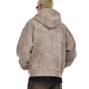 Vintage Washed Distressed Tie-Dye Hoodie Unisex Wasteland Style Casual Loose Jacket for Trendy Streetwear Fashion