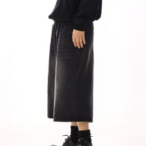 Vintage Washed High-End Loose Slim Straight Seven-Point Denim Shorts for Men and Women - Casual Summer Couple Style