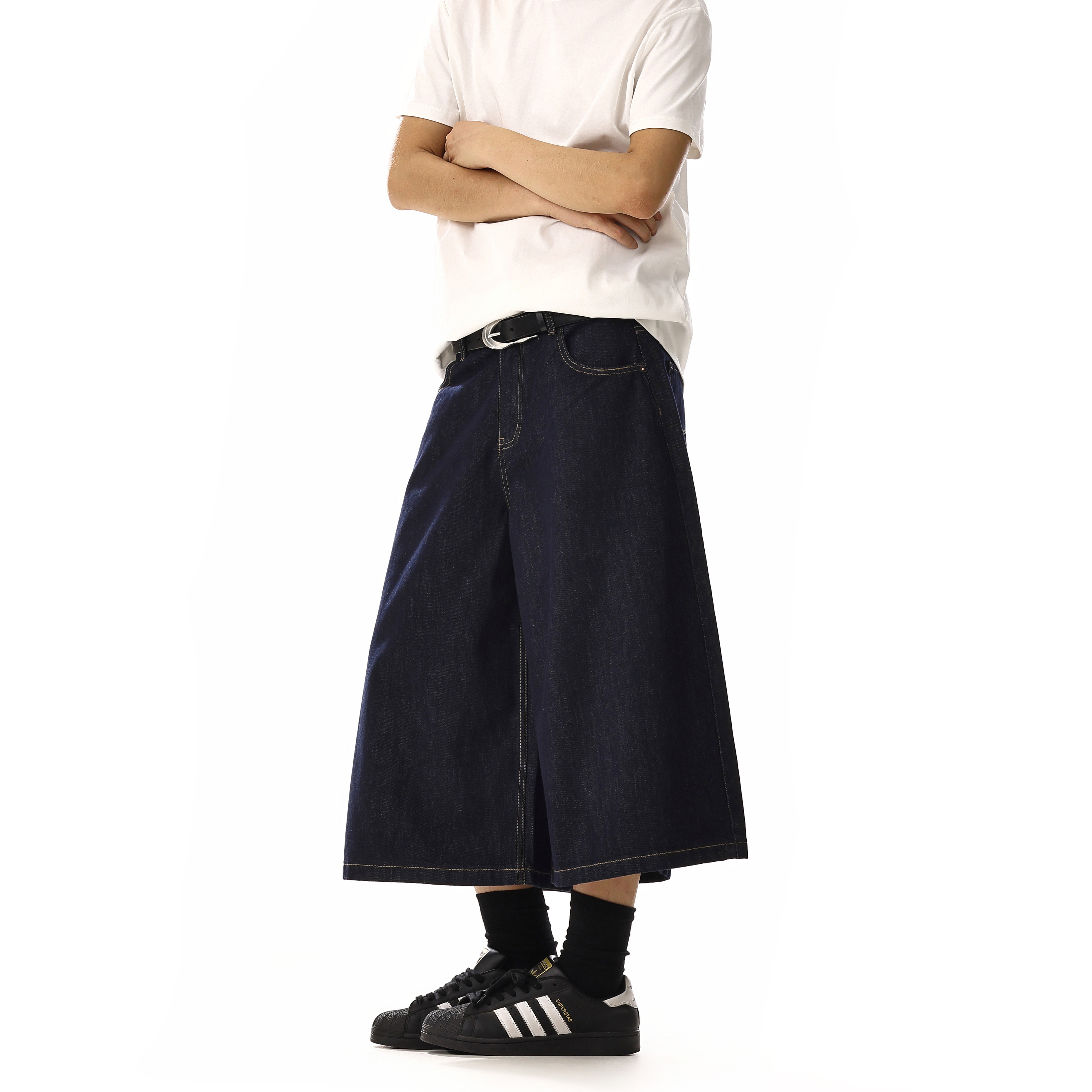 Vintage Washed Wide-Leg Cropped Jeans for Unisex - Casual High Street Fashion, Versatile Clean Fit, Trendy 90s Style Pants