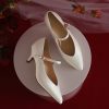 Vintage White Satin Mary Jane Wedding Shoes for Brides - Comfortable Mid-Heel Flats for Daily Wear