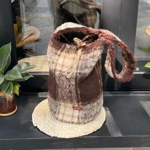Vintage Wool Plaid Bucket Bag - Truffle Tani Inspired Autumn Winter Shoulder Bag for Chic Style