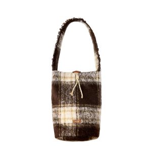 Vintage Wool Plaid Bucket Bag - Truffle Tani Inspired Autumn Winter Shoulder Bag for Chic Style