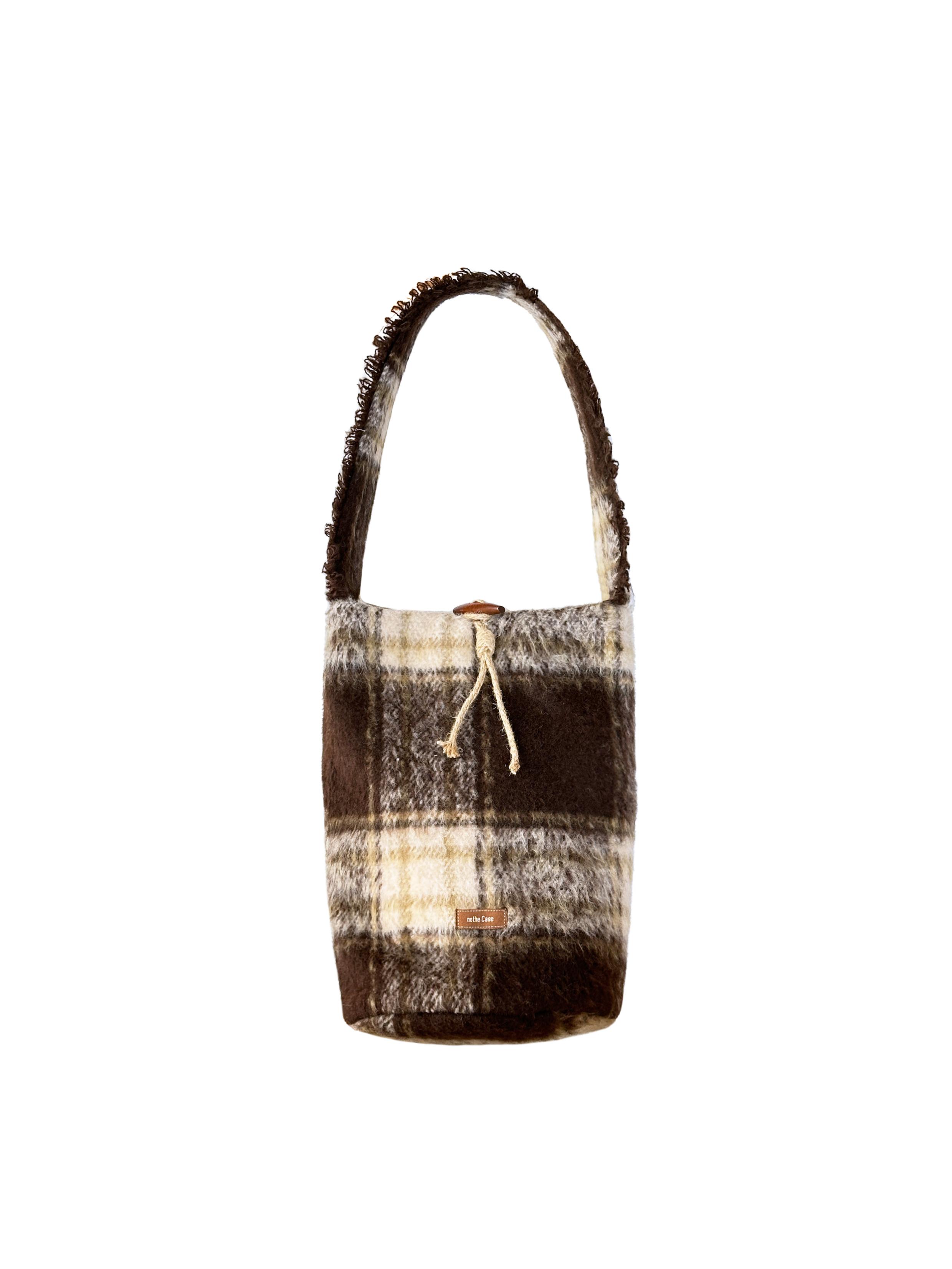 Vintage Wool Plaid Bucket Bag - Truffle Tani Inspired Autumn Winter Shoulder Bag for Chic Style