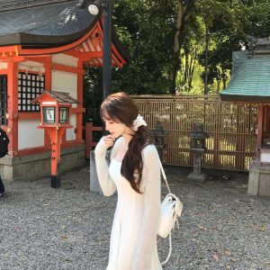 Waist-Cinching Camisole Fairy Dress Cardigan Set - Korean Niche Design, Y2K Style, Trendy Layered Look