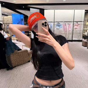 Waist-Cinching Shoulder Tee - Classic Fit, High-Quality Cotton, Available in 6 Colors, Perfect for Everyday Wear