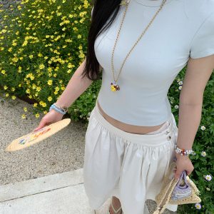 Waist-Cinching Shoulder Tee - Classic Fit, High-Quality Cotton, Available in 6 Colors, Perfect for Everyday Wear