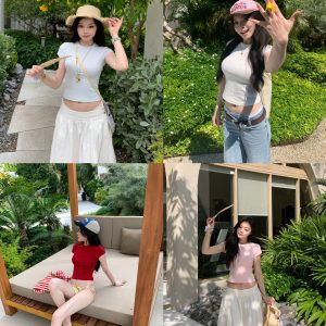 Waist-Cinching Shoulder Tee - Classic Fit, High-Quality Cotton, Available in 6 Colors, Perfect for Everyday Wear
