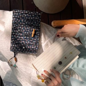 Walnut Diary Fabric Notebook - Simple Daily Blank Journal for Writing, Planning, and Organizing